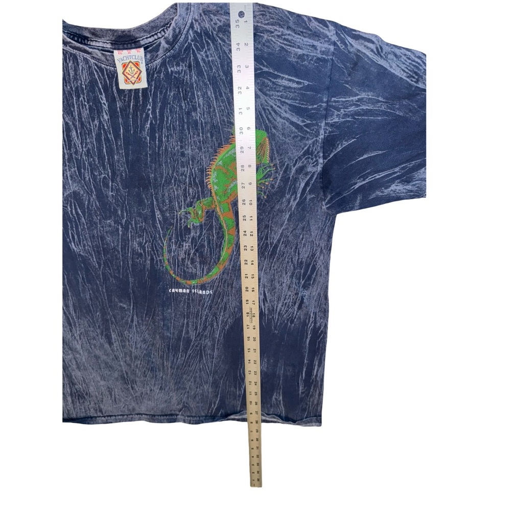 VTG Yatchclub Iguana Cayman Islands acid wash Blue t Shirt Size XL - Picture 4 of 5